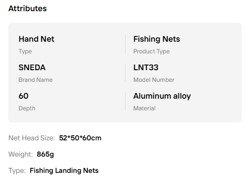Aluminum Alloy Telescoping Folding Fishing Net 52x50cm