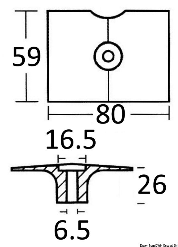 Osculati Zinc Anode for 9.5-15 HP 2-Stroke Outboards
