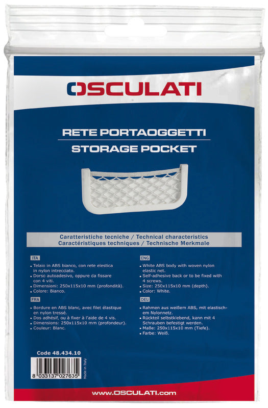 Osculati White ABS Storage Pocket with Elastic Net – 360 × 160 mm