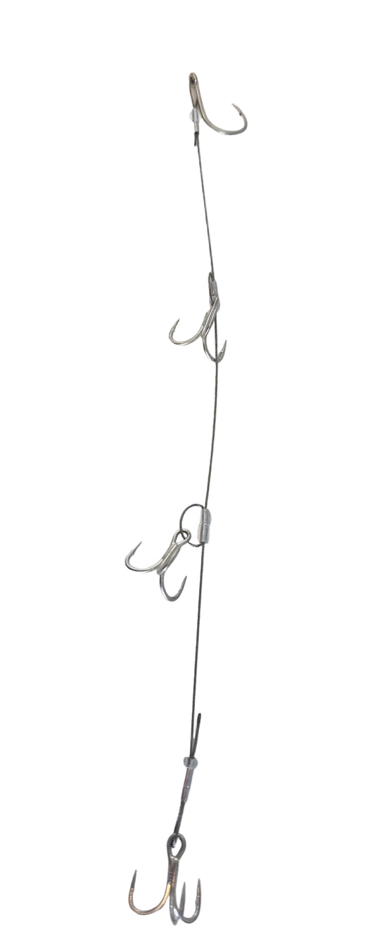 Kingfish ,Amberjack Trolling Rig – 7x7 Stainless Wire, #4 Triple Hooks