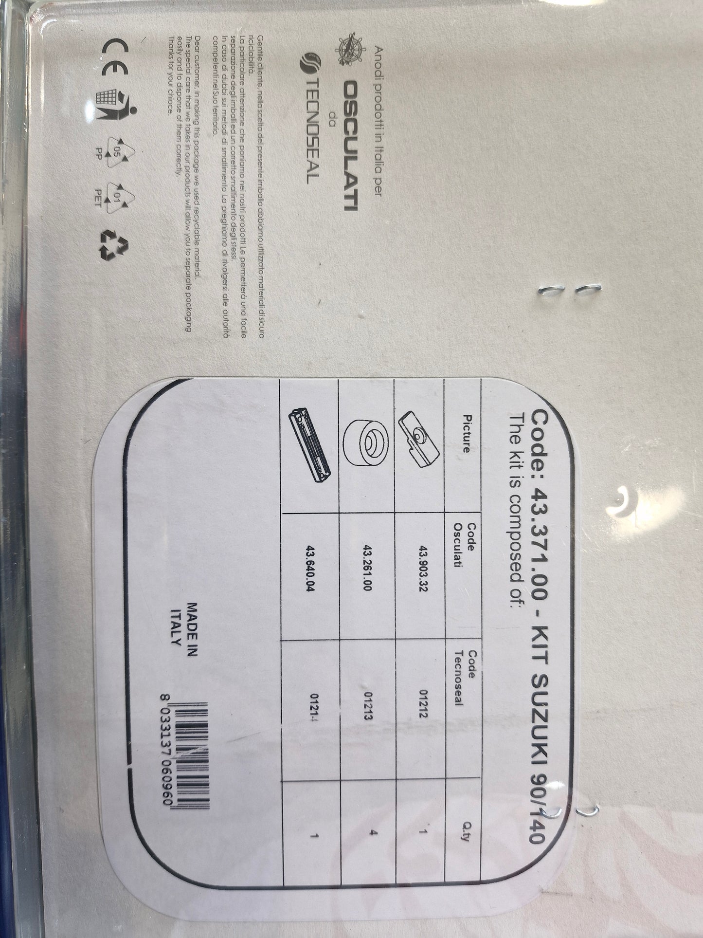 Osculati Anode Kit for Suzuki 90/140 HP – Zinc