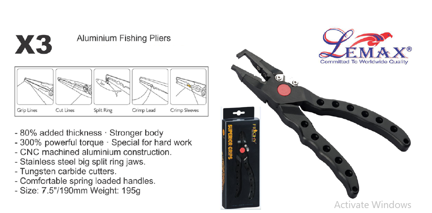 Lemax Aluminum Fishing Pliers 7.5" X3 (195g)