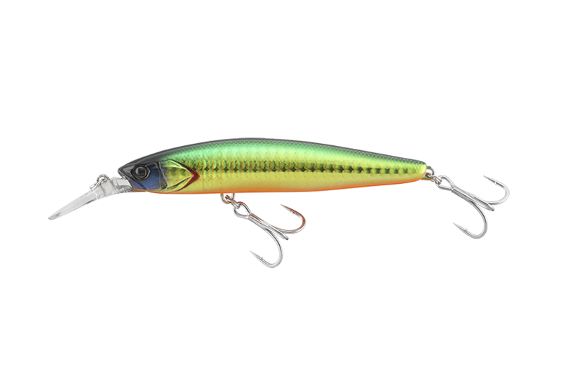 Jackall Big Backer Wangan Minnow 98 mm Weight: 21 grams - Nigori Green Gold Appeal