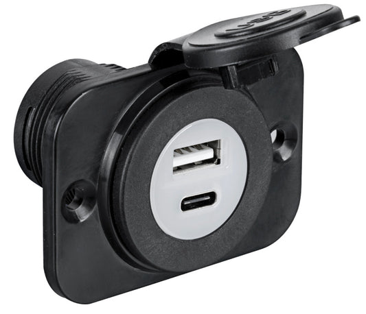 Osculati USB-A + USB-C Charging Socket – Black or White