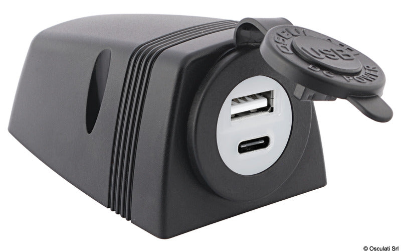 Osculati USB-A + USB-C Charging Socket with Surface-Mount Housing