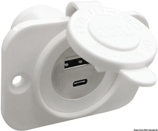 Osculati USB-A + USB-C Charging Socket – Black or White
