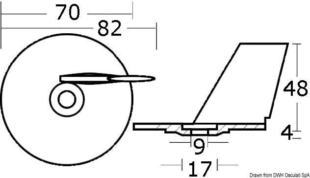 Osculati Zinc fin anode for Suzuki 20/35 HP 2/3 cylinders, 2/4-stroke