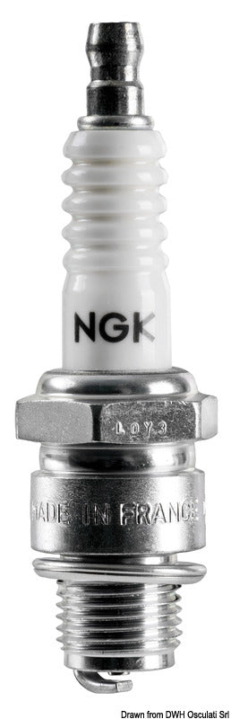 Spark plug NGK B8HS Factory-spec for Mariner, Yamaha, Suzuki, Mercury, Tohatsu, Selva, and Honda outboards