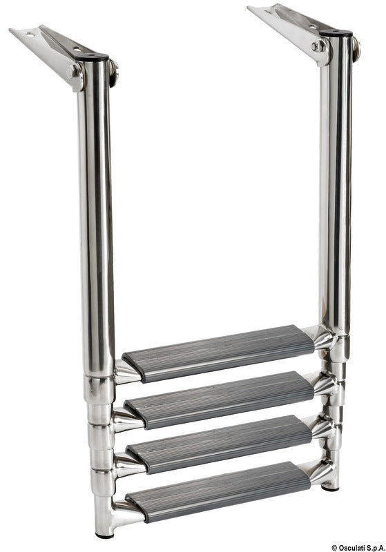 4-Step Telescopic Boat Platform Ladder with Oval Tubes