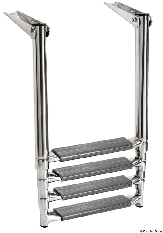 4-Step Telescopic Boat Platform Ladder with Oval Tubes