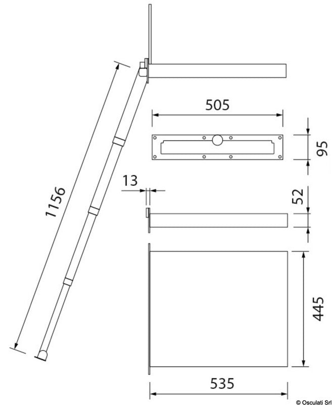 Osculati Portofino Hidden Ladder 4 Steps 1156 MM