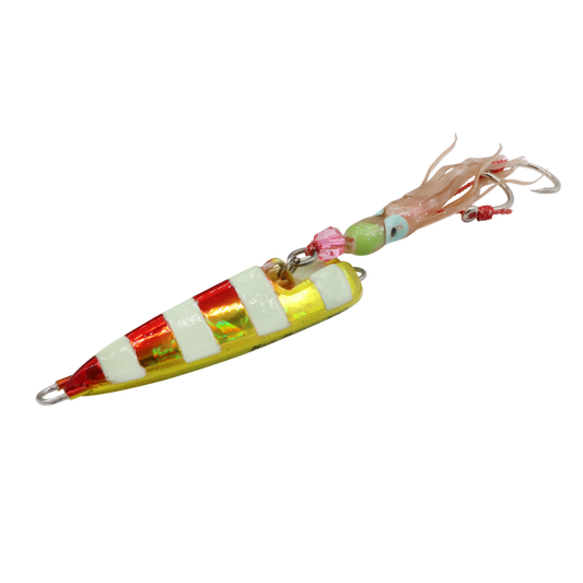 Hayabusa Jack Eye Kick Bottom Jig 100g – Red Gold Zebra Glow