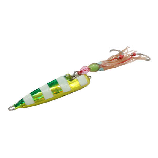 Hayabusa Jack Eye Kick Bottom Jig 150g – Green Gold Zebra Glow