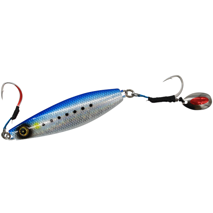 Hayabusa Jack Eye Fune Maki Jig 120g – Real Scale Blue Sardine Mesh Glow