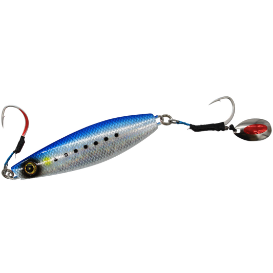 Hayabusa Jack Eye Fune Maki Jig 100g – Real Scale Blue Sardine Mesh Glow