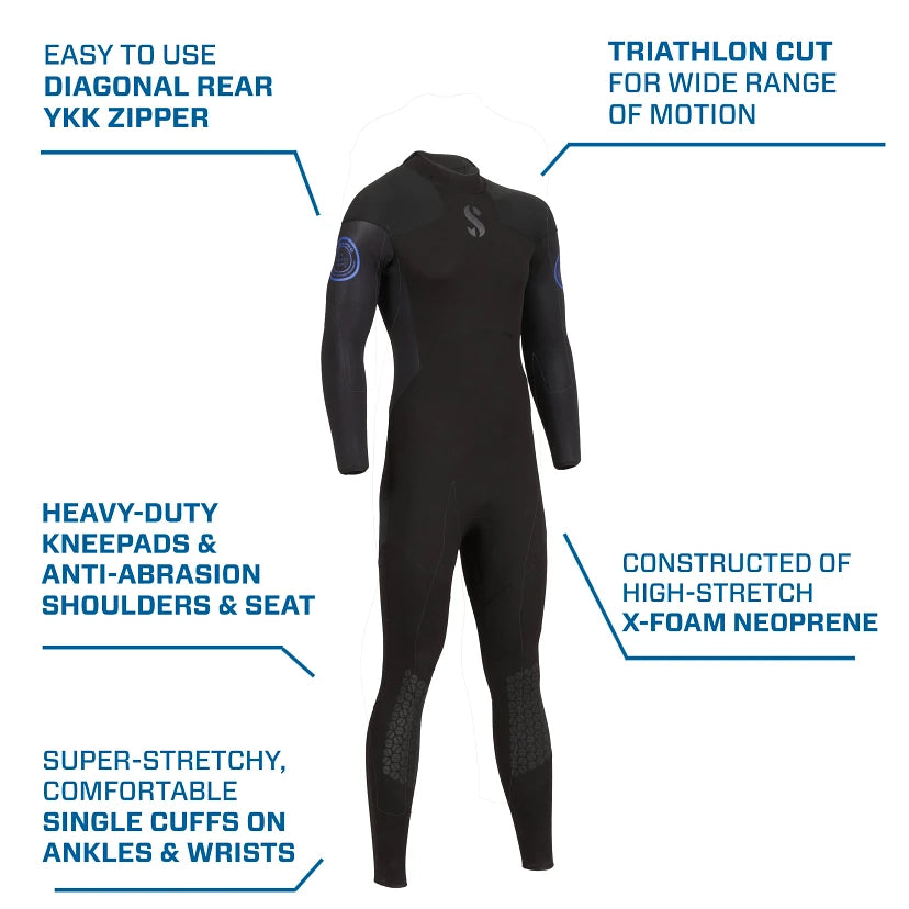 Scubapro Oneflex 3mm Men's Steamer Wetsuit – Back Zip Black