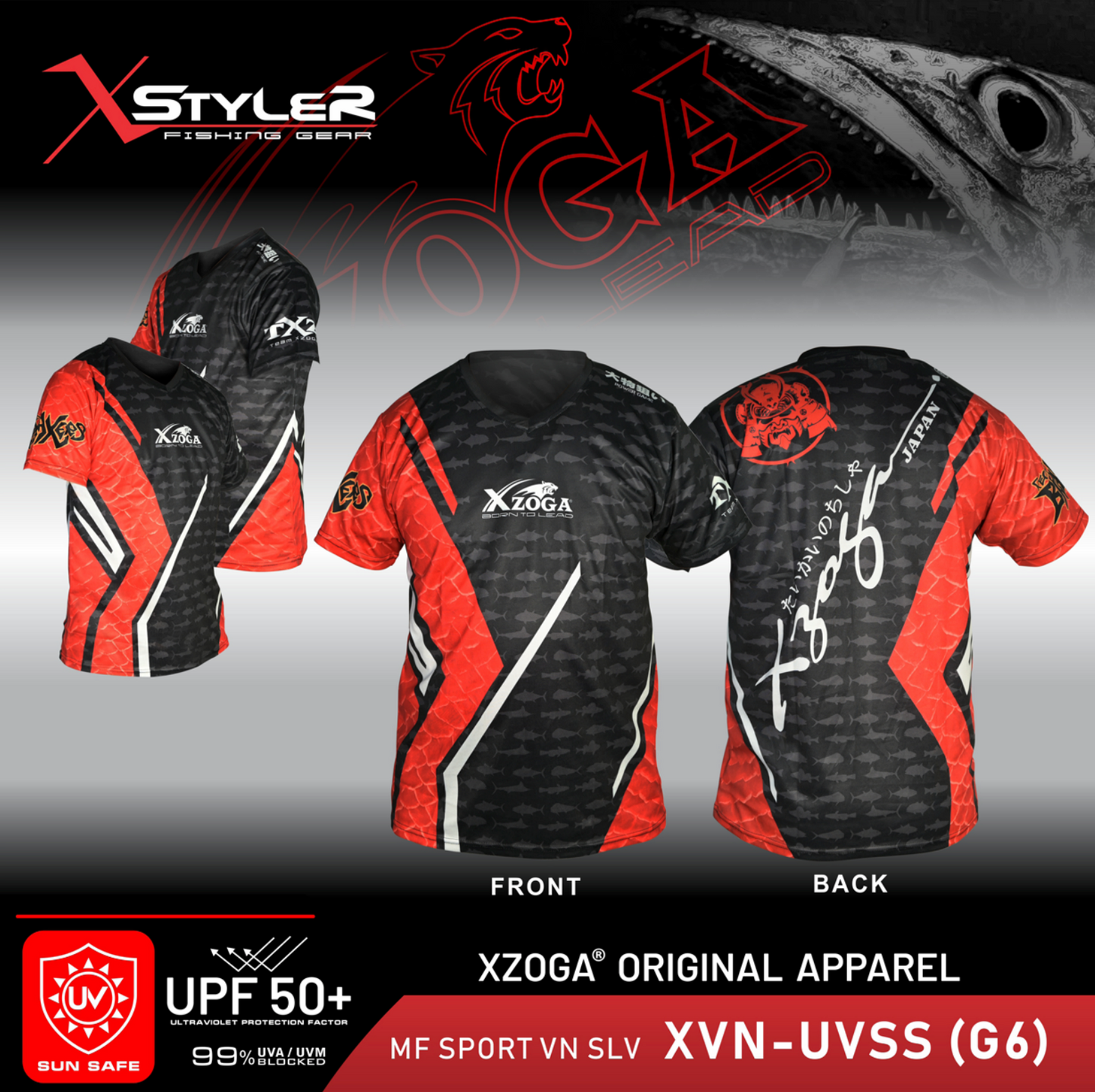 Xzoga MF Sport V-Neck Short Sleeve Fishing Shirt (M-3XL)