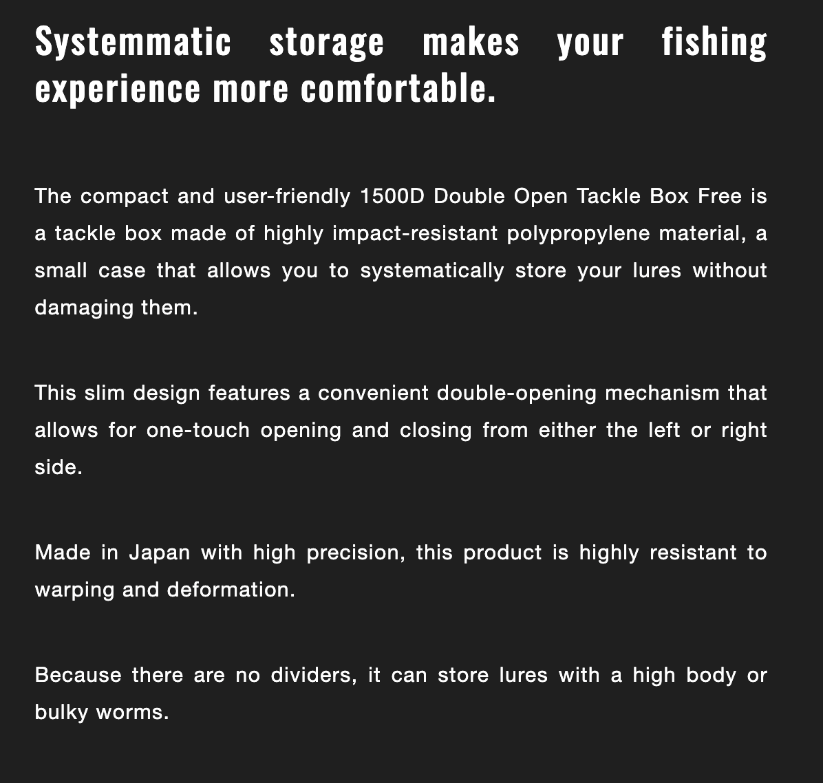 Jackall 1500D Double Open Tackle Box S Black (Smoke)