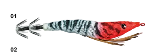 Megapro MSQ-Tiger 80mm – Unweighted Boat Egi Squid Jig | Redhead UV, Red/Yellow, Purple Tiger