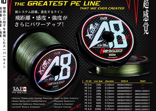 Xzoga X.braid 1500Y A8 - PE5 - 80LB /0.36mm