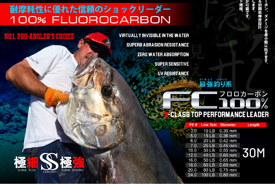 FC 100% Invisible Fluorocarbon Fishing Line – 30 m