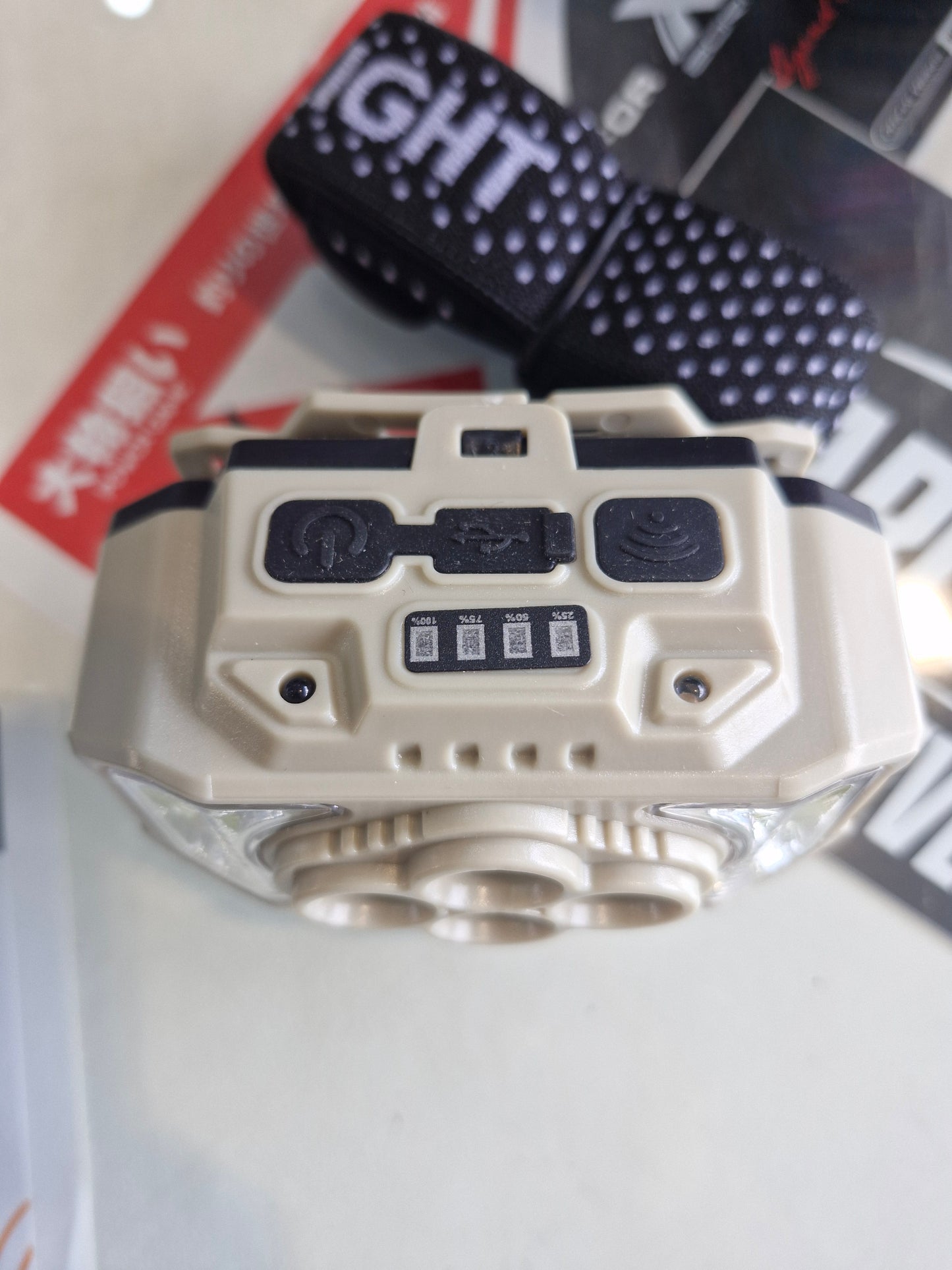 COB LED Headlight with 4x 18650 Batteries