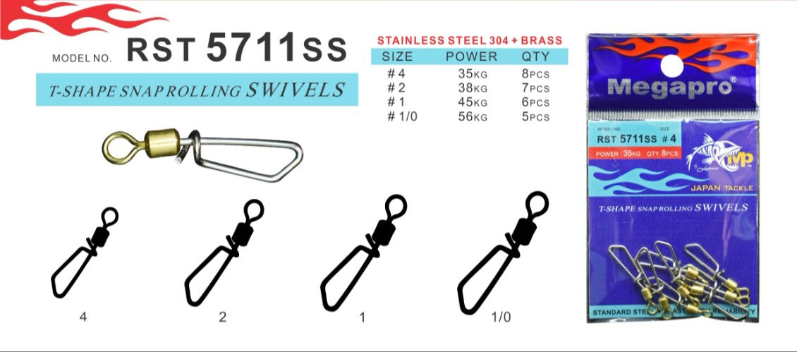 Megapro Rolling Swivel with Snap 5711SS – Size 2 (Pack of 7)