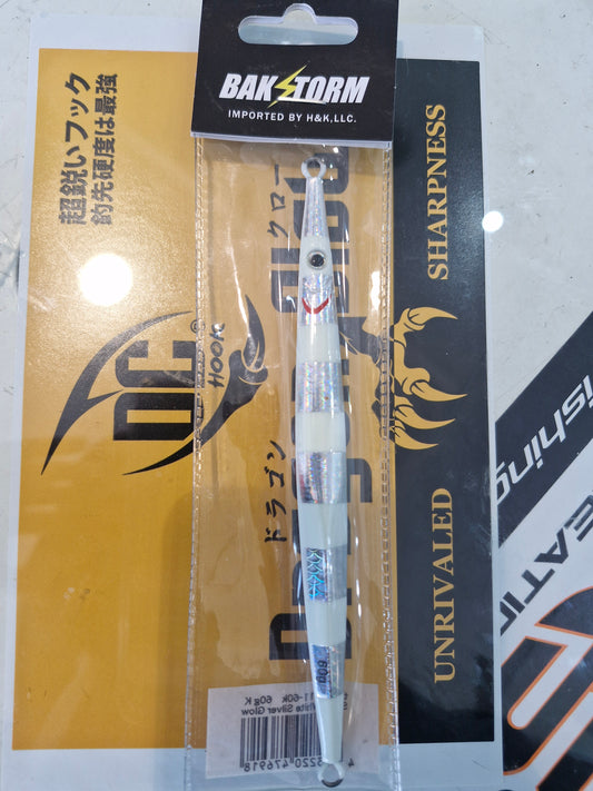 Bakstorm Jig 200g – Zebra White Glow Metal Jig