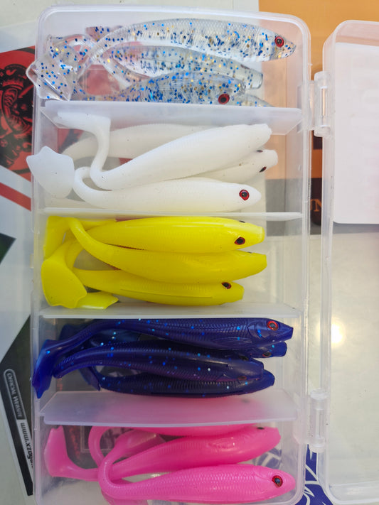 Soft Plastic Lures – Box of 20 (Mixed Colors)