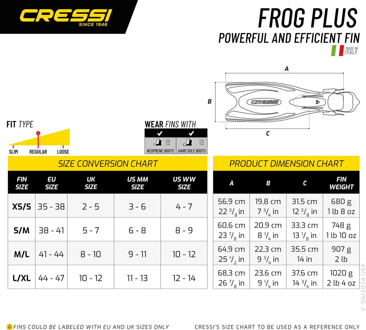 Cressi Frog Plus Scuba Diving Fins